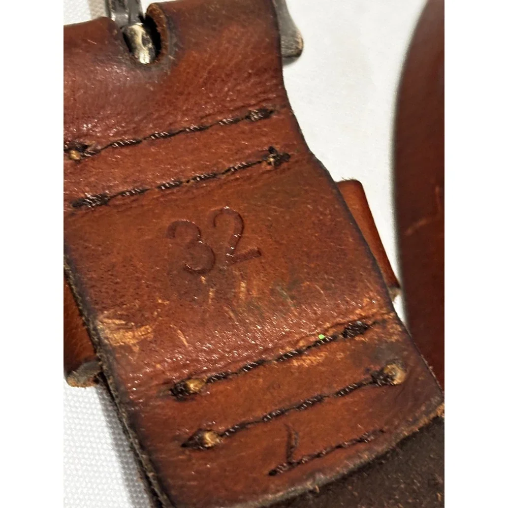 Y2K Hollister California Brown Leather Belt Mens Sz 32 Embossed Logo Distressed